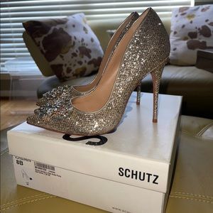 Schutz Eliss Silver Glitter Pump